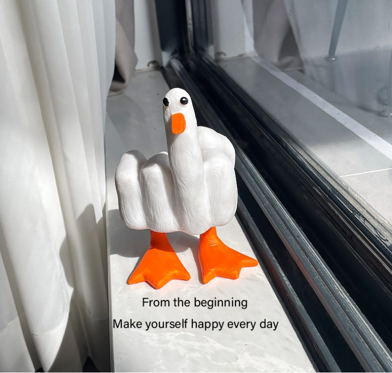 Creative middle finger duck fun ornaments home decoration gifts to send friends sand sculpture gifts resin crafts