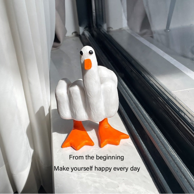 Creative middle finger duck fun ornaments home decoration gifts to send friends sand sculpture gifts resin crafts