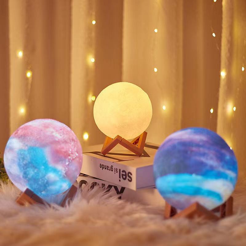 Hot Sale Creative Home Living Room Bedroom Bedside Light Starry Sky Moon Touch Pat Night Light!