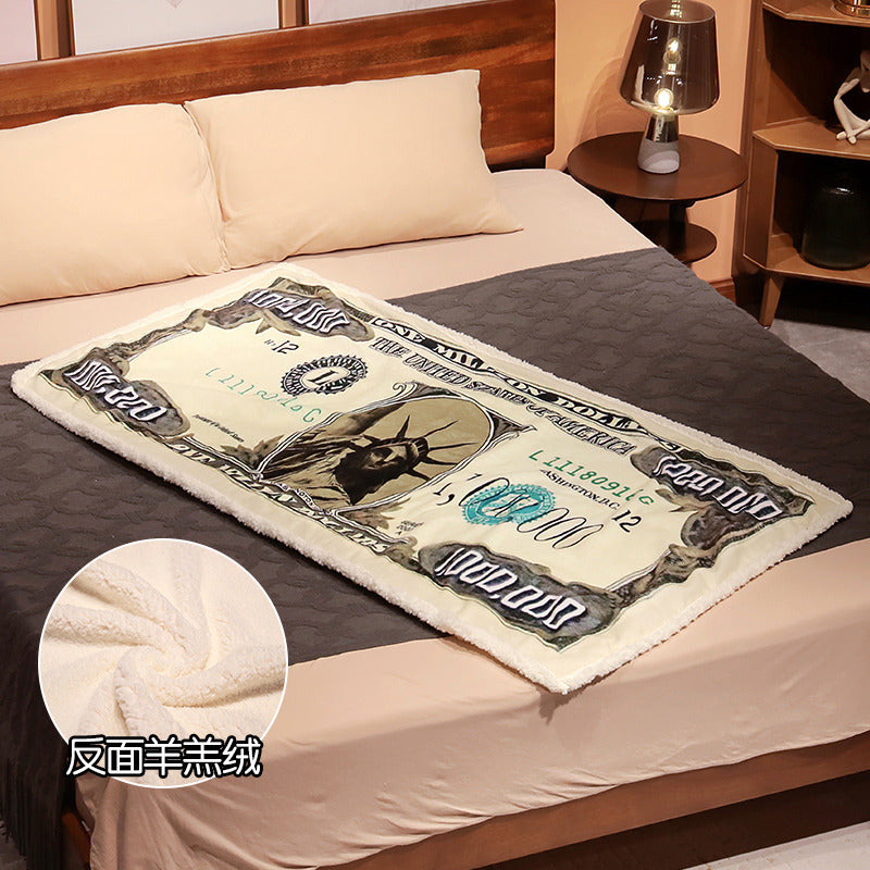 Four Seasons Universal Office Nap Blanket Creative Funny Sand Sculpture Million Dollar Bill Blanket Flannel Air Conditioning Blanket