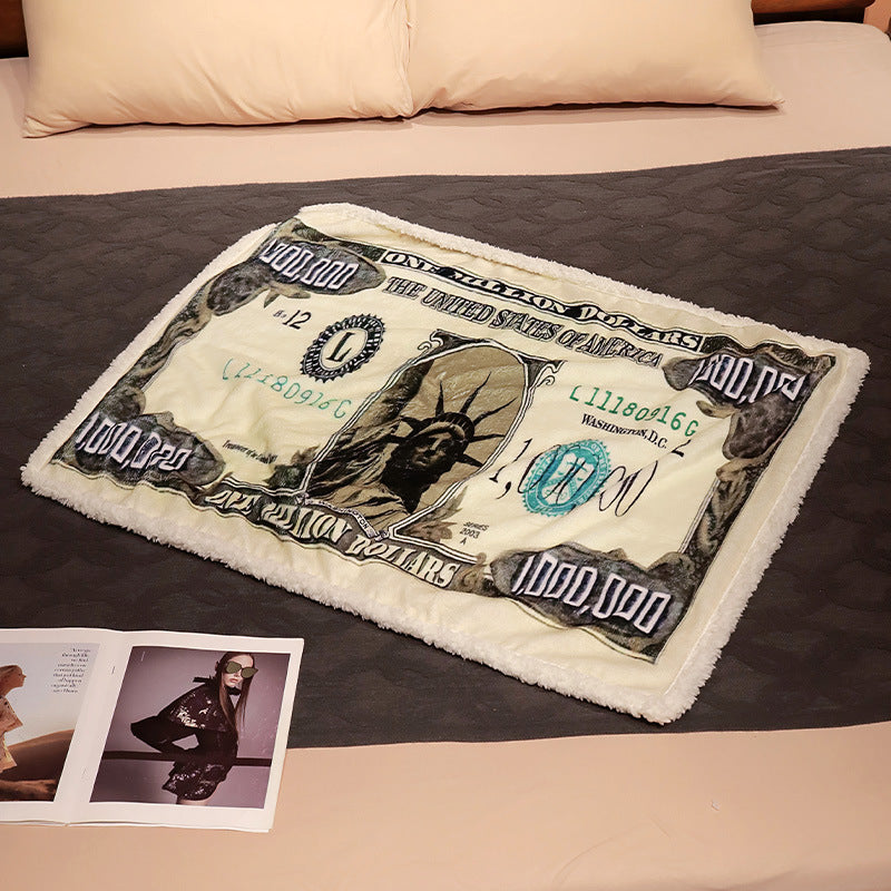 Four Seasons Universal Office Nap Blanket Creative Funny Sand Sculpture Million Dollar Bill Blanket Flannel Air Conditioning Blanket